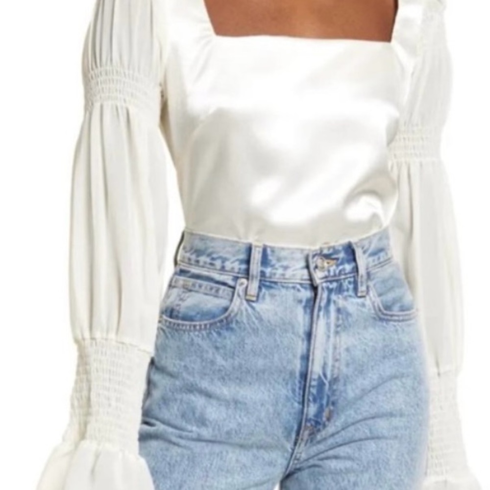 Lulu's Woman’s Elegant Ivory Satin Blouse Small